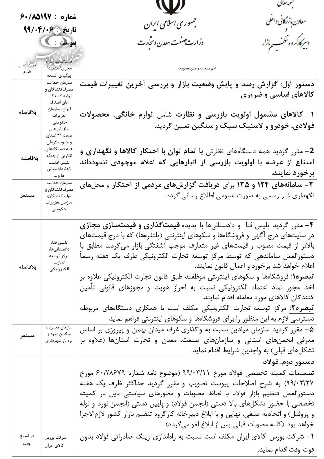 تنظیم بازار فولاد
